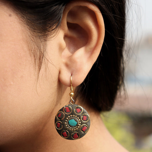 Emerald Ruby Royale Lac Earrings