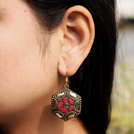 Ruby Radiance Lac Earrings