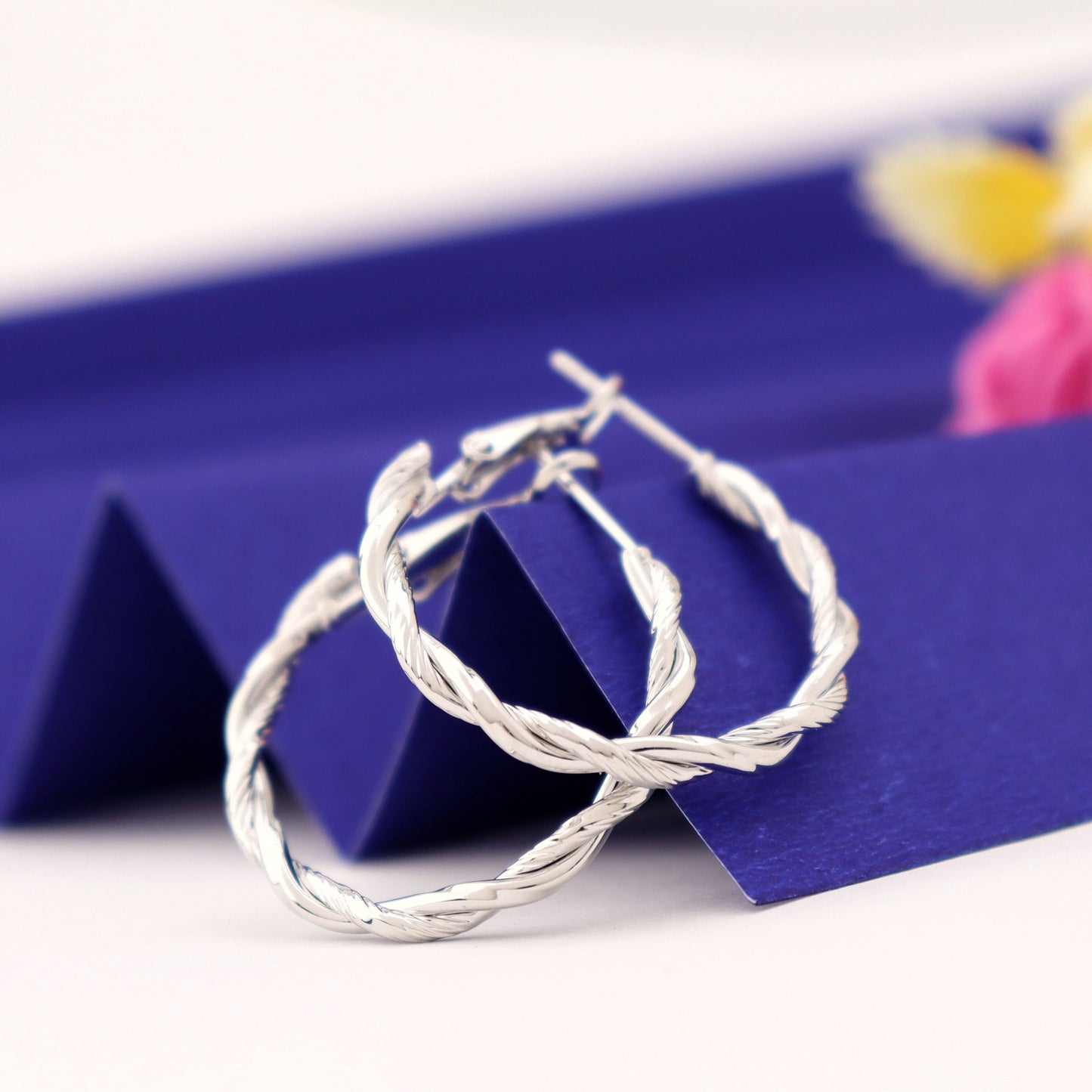 Silver Double Twist Hoop Earrings