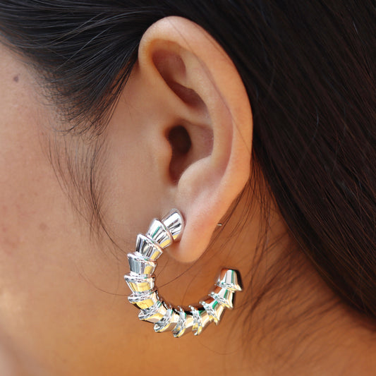 Silver Spike Hoop Earrings