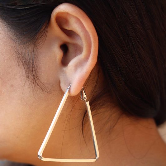 Silver Triangle Chic Hoops