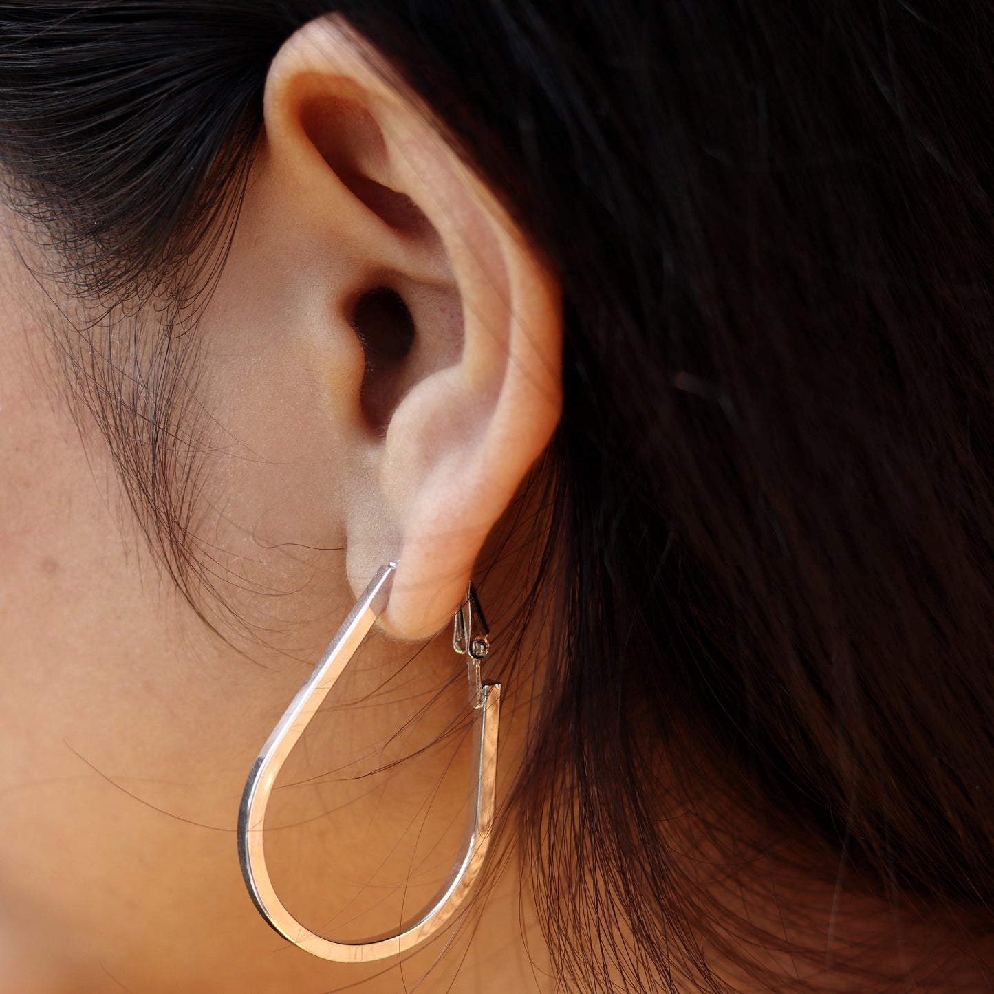 Silver Oval Chic Hoops