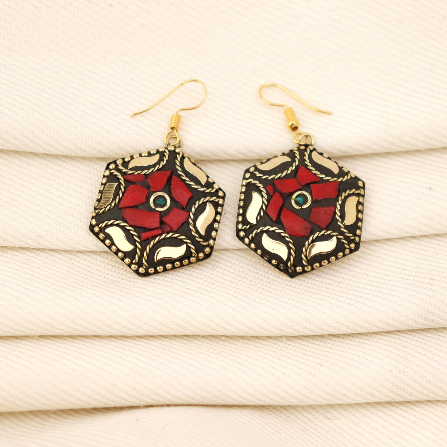 Ruby Radiance Lac Earrings