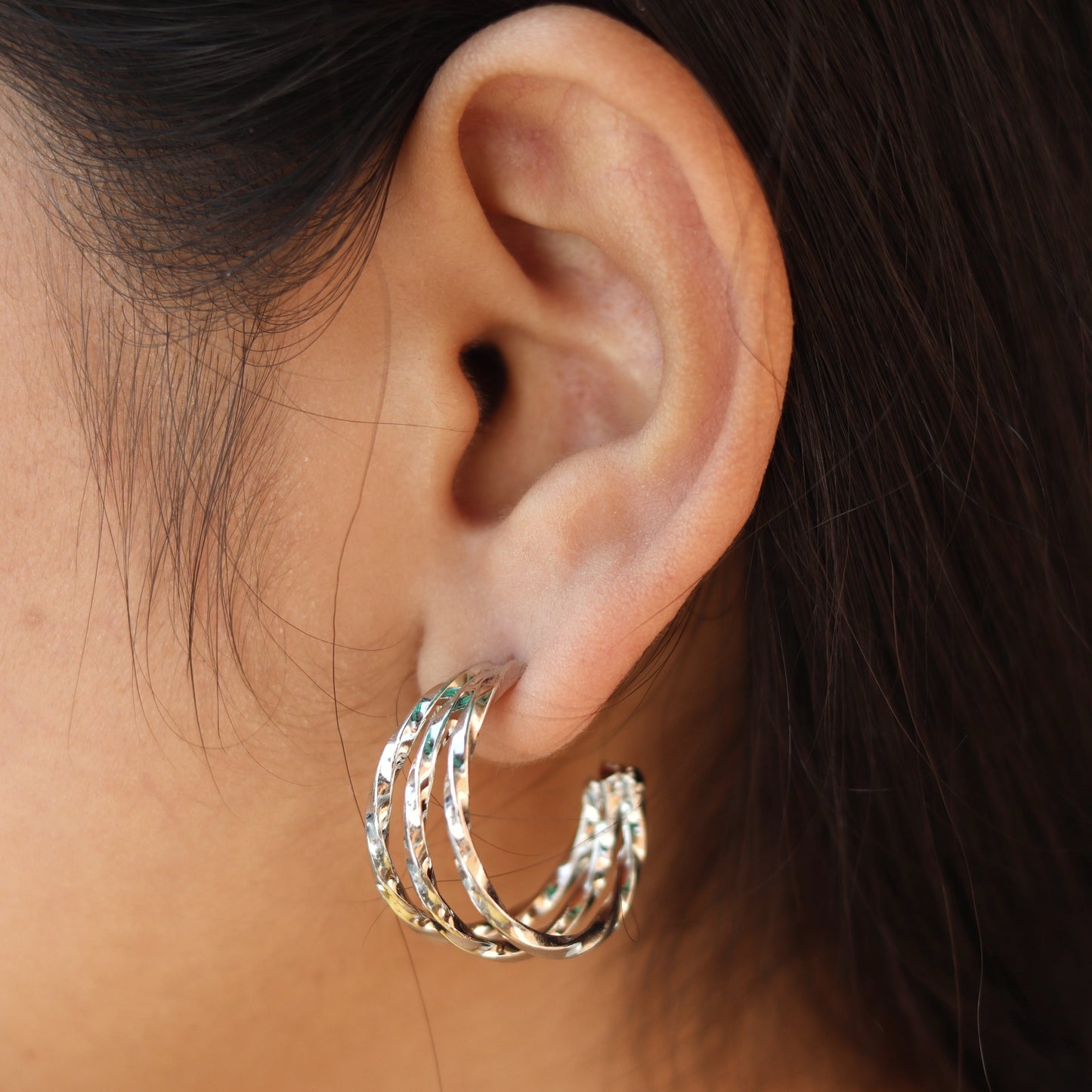 Triple Twist Hoop Earrings
