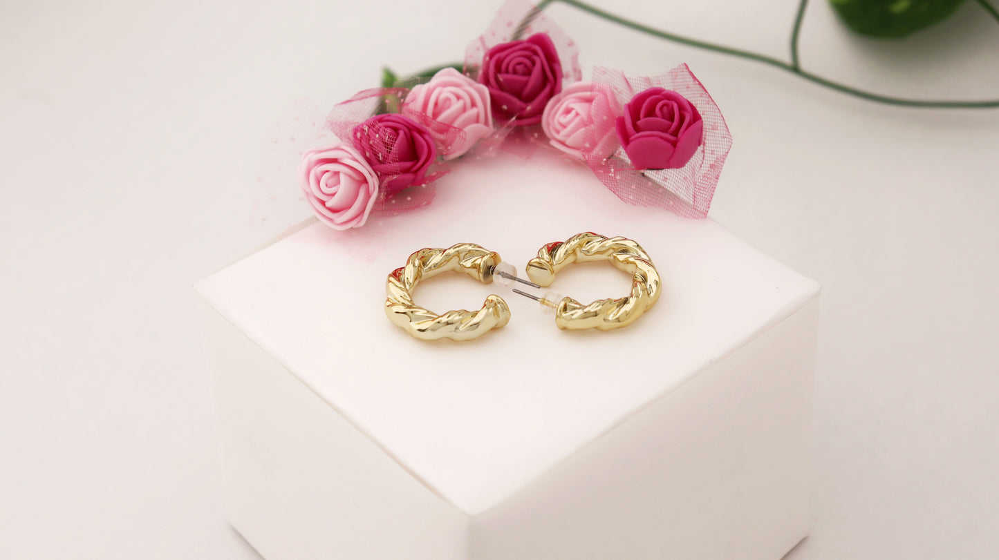 Golden Twist Hoop Earrings