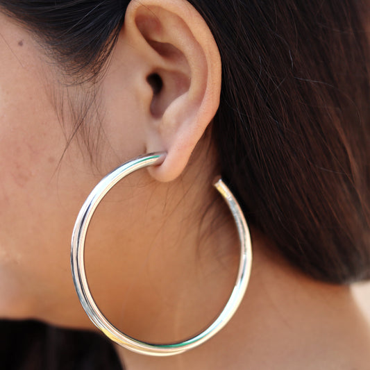 Silver Bangle Hoop Earrings