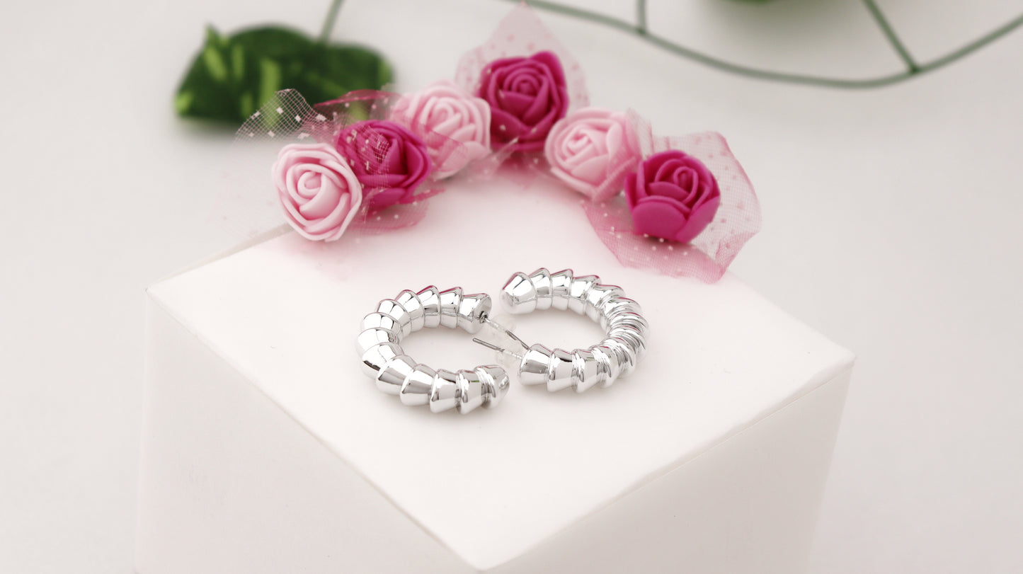 Silver Spike Hoop Earrings