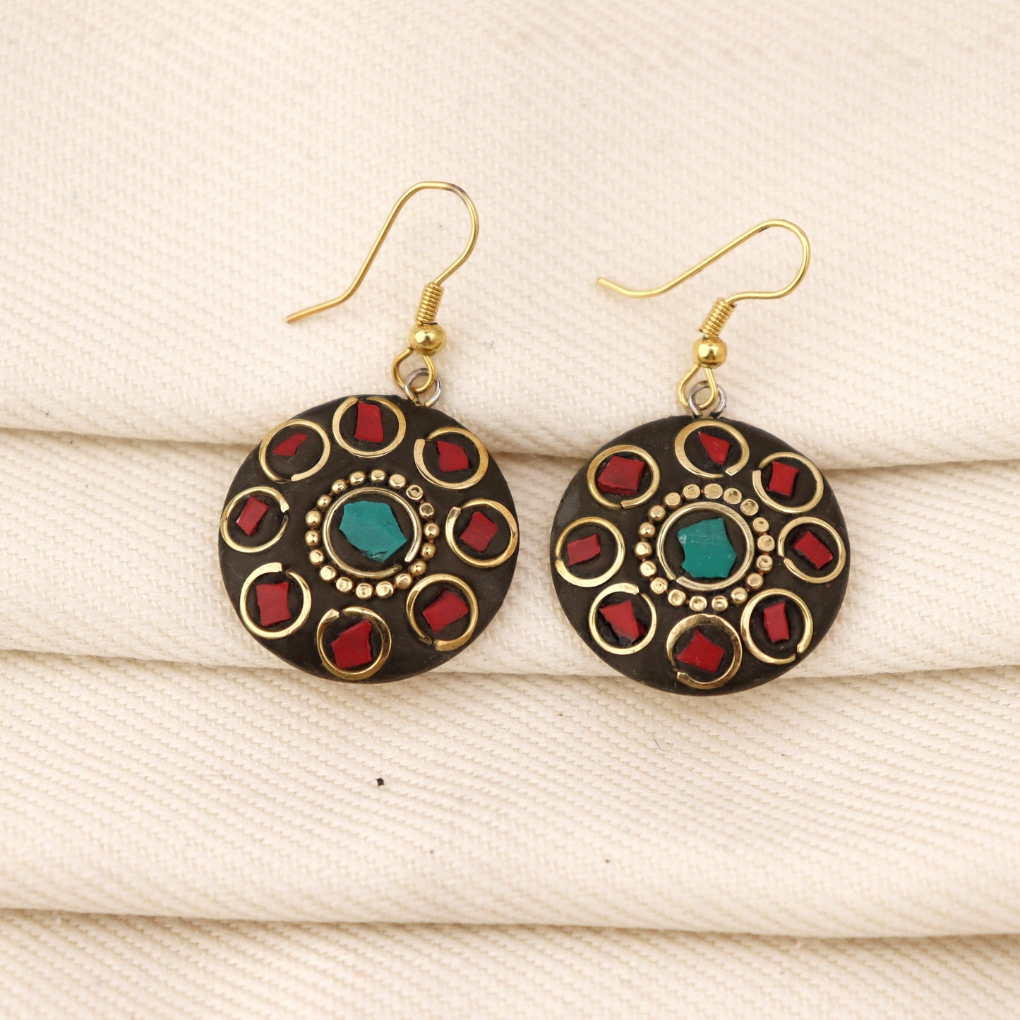 Emerald Ruby Royale Lac Earrings