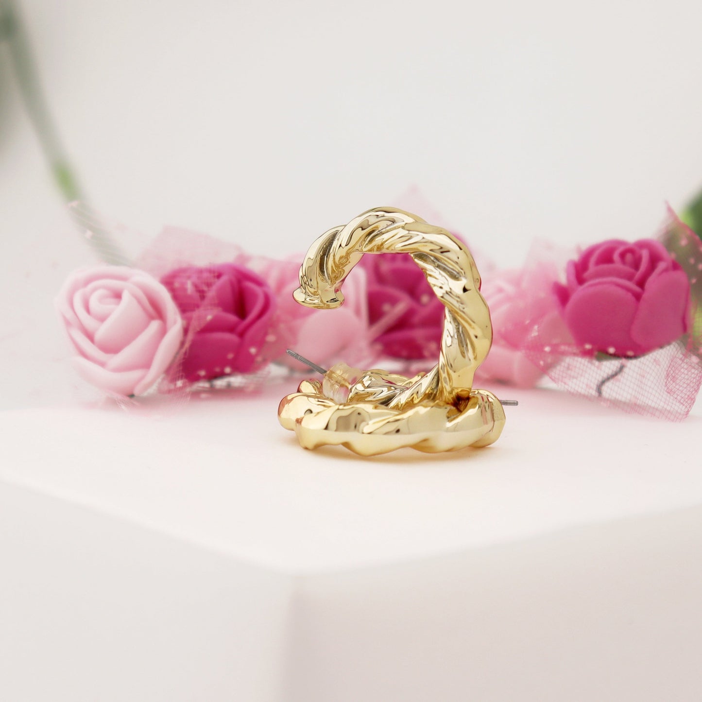 Golden Twist Hoop Earrings