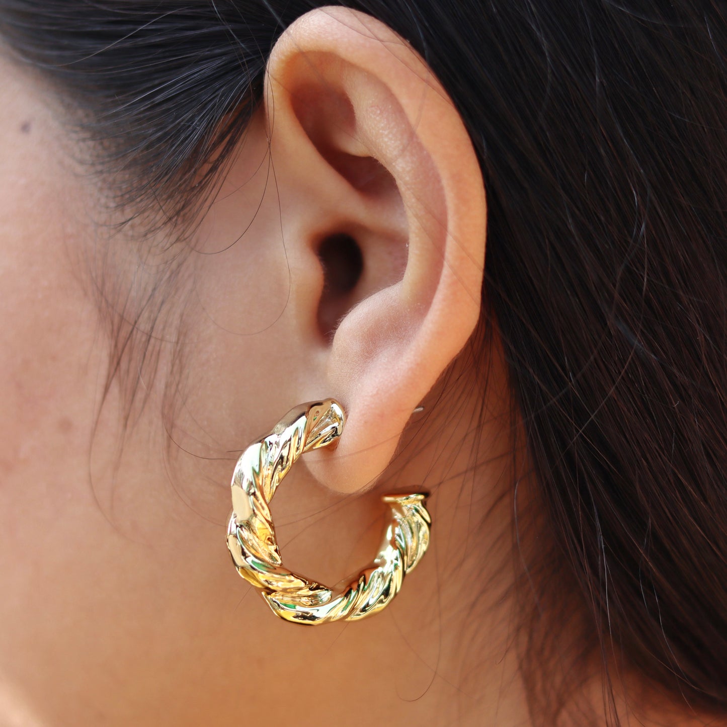 Golden Twist Hoop Earrings