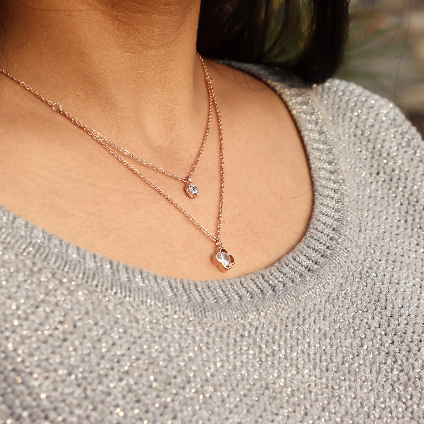 Lucky Clover Double Layer Necklace